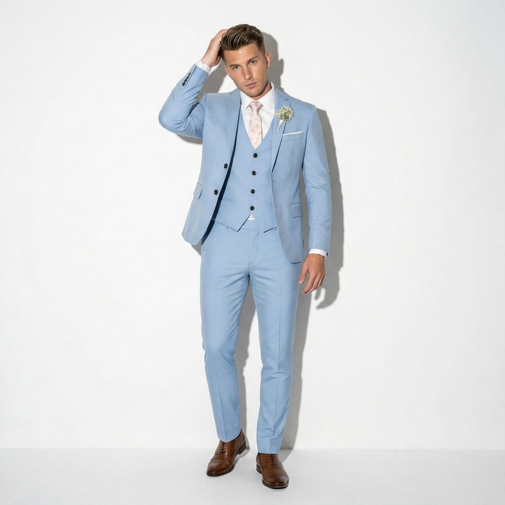 Slim Fit Wedding Suit-suits > wedding suits-Laventaire-Light Blue-M-Laventaire