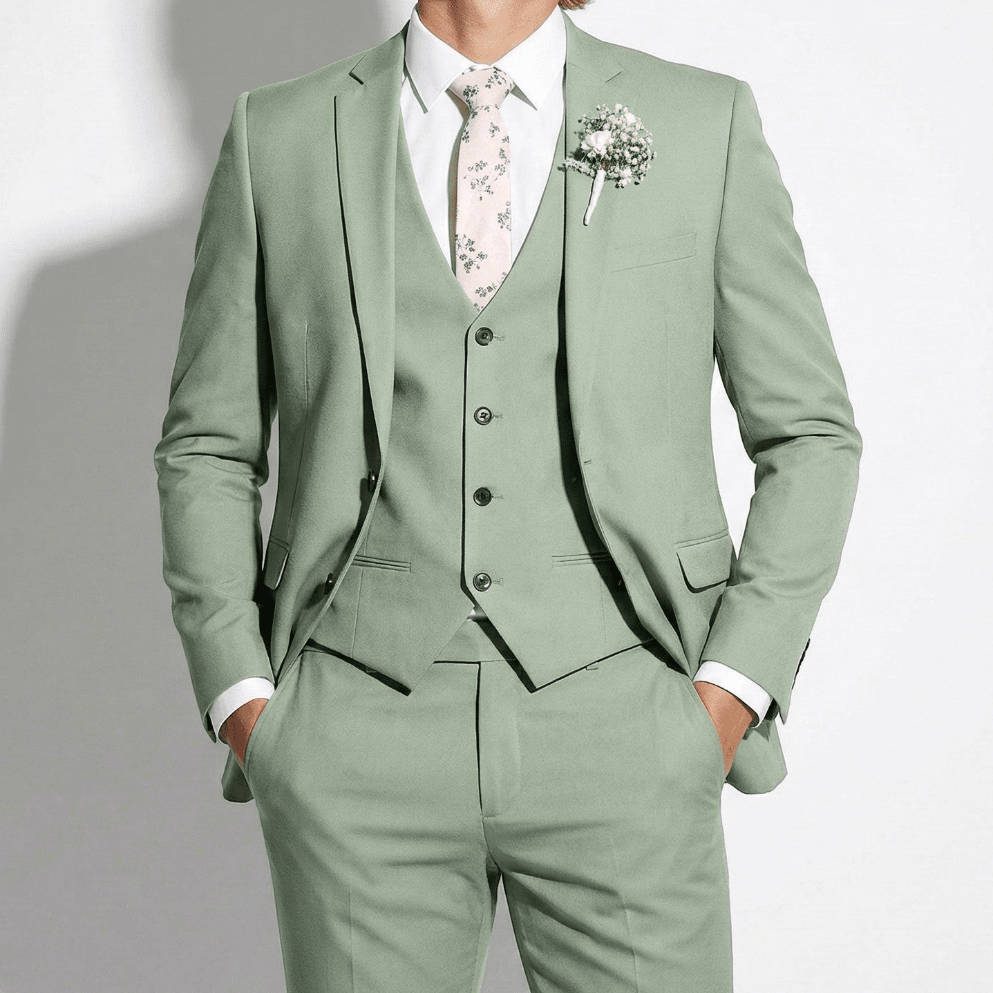 Slim Fit Wedding Suit-suits > wedding suits-Laventaire-Mint Green-M-Laventaire