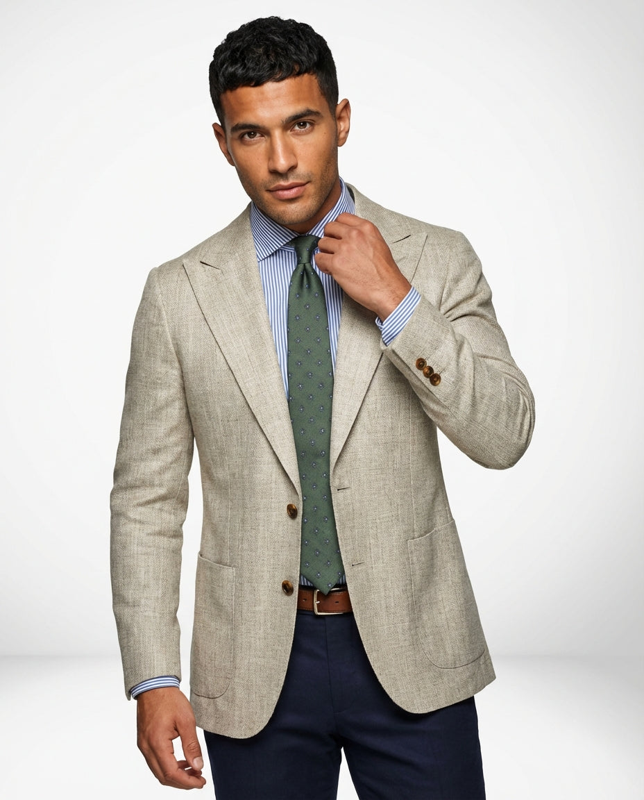 Slim Textured Blazer-blazers > slim fit blazer-Laventaire-Laventaire