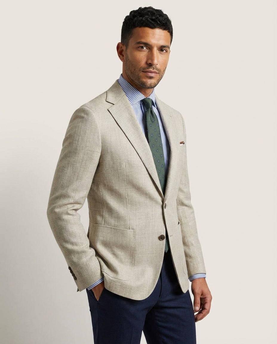 Slim Textured Blazer-blazers > slim fit blazer-Laventaire-Laventaire