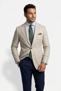 Slim Textured Blazer-blazers > slim fit blazer-Laventaire-Cream-S-Laventaire