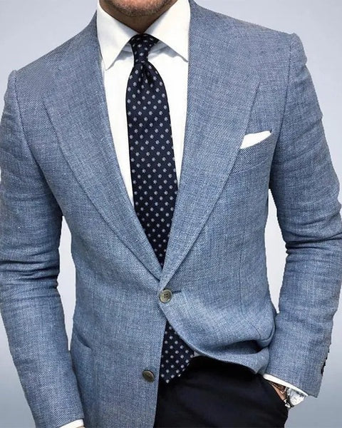 Slim Textured Blazer-blazers > slim fit blazer-Laventaire-Light Blue-S-Laventaire