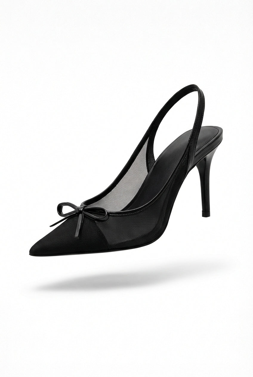 Slingback Heels with Bow-footwear > heels > slingback heels-Laventaire-Laventaire