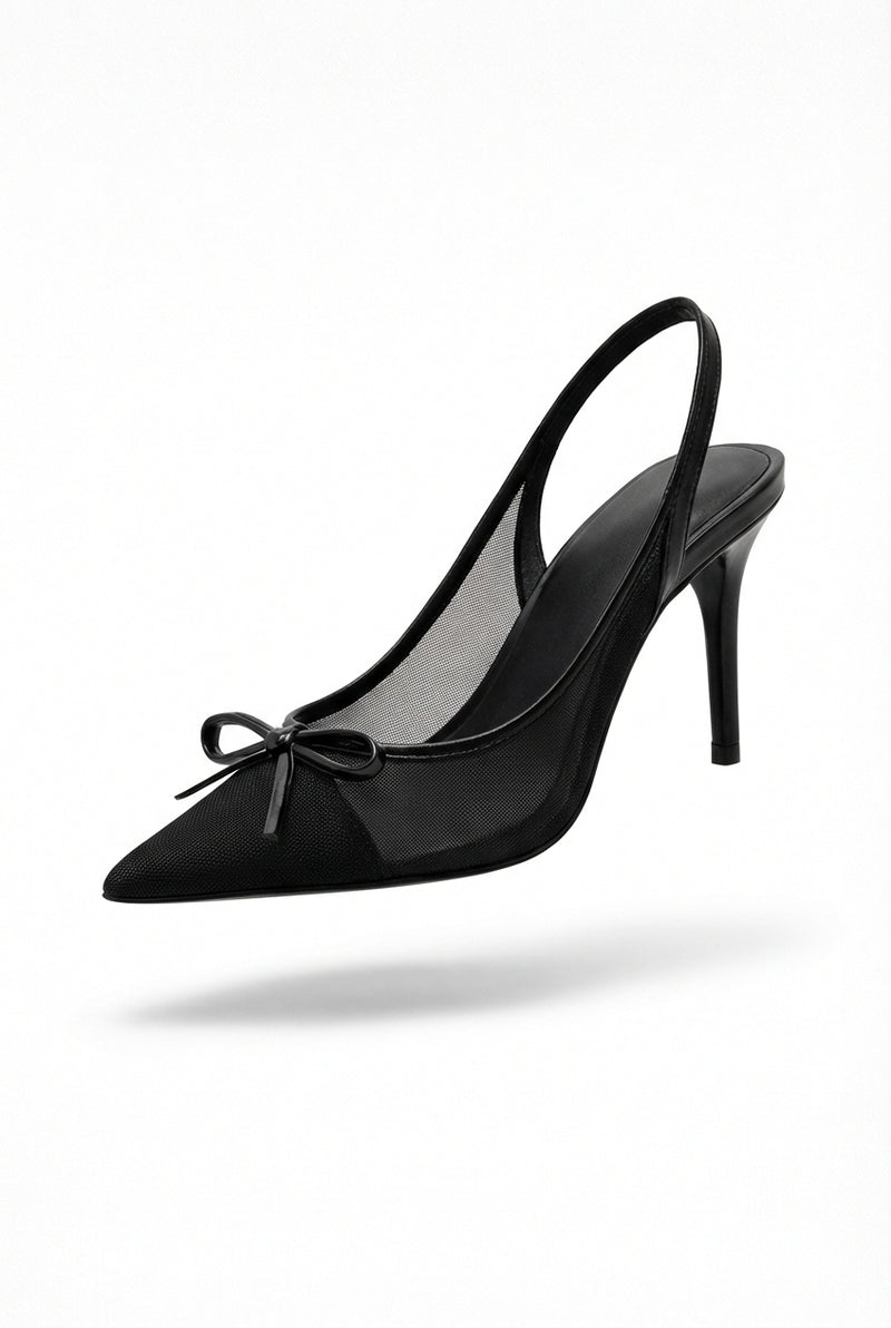 Slingback Heels with Bow-footwear > heels > slingback heels-Laventaire-Laventaire