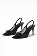 Slingback Heels with Bow-footwear > heels > slingback heels-Laventaire-Laventaire