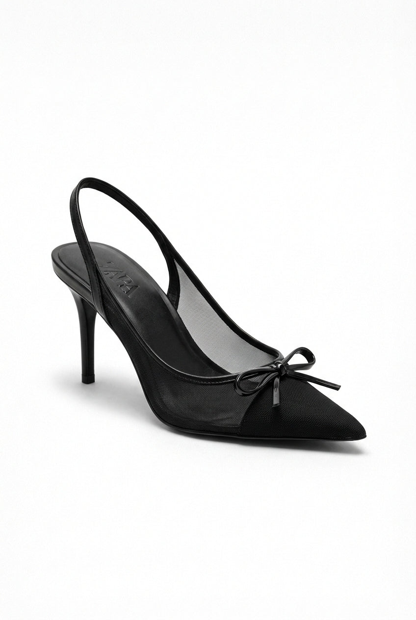 Slingback Heels with Bow-footwear > heels > slingback heels-Laventaire-Black-35-Laventaire