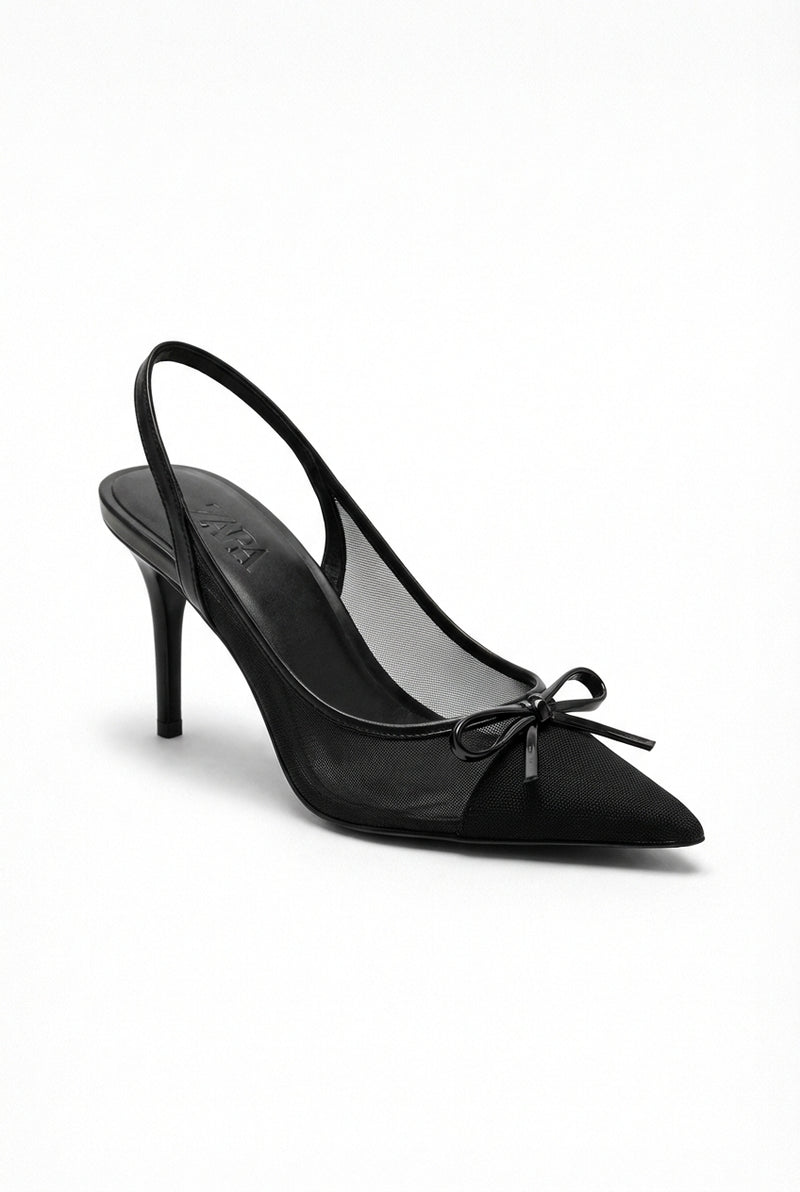 Slingback Heels with Bow-footwear > heels > slingback heels-Laventaire-Black-35-Laventaire