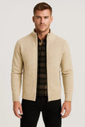 Smart Casual Slim Cardigan-outerwear > cardigan-Laventaire-Beige-M-Laventaire