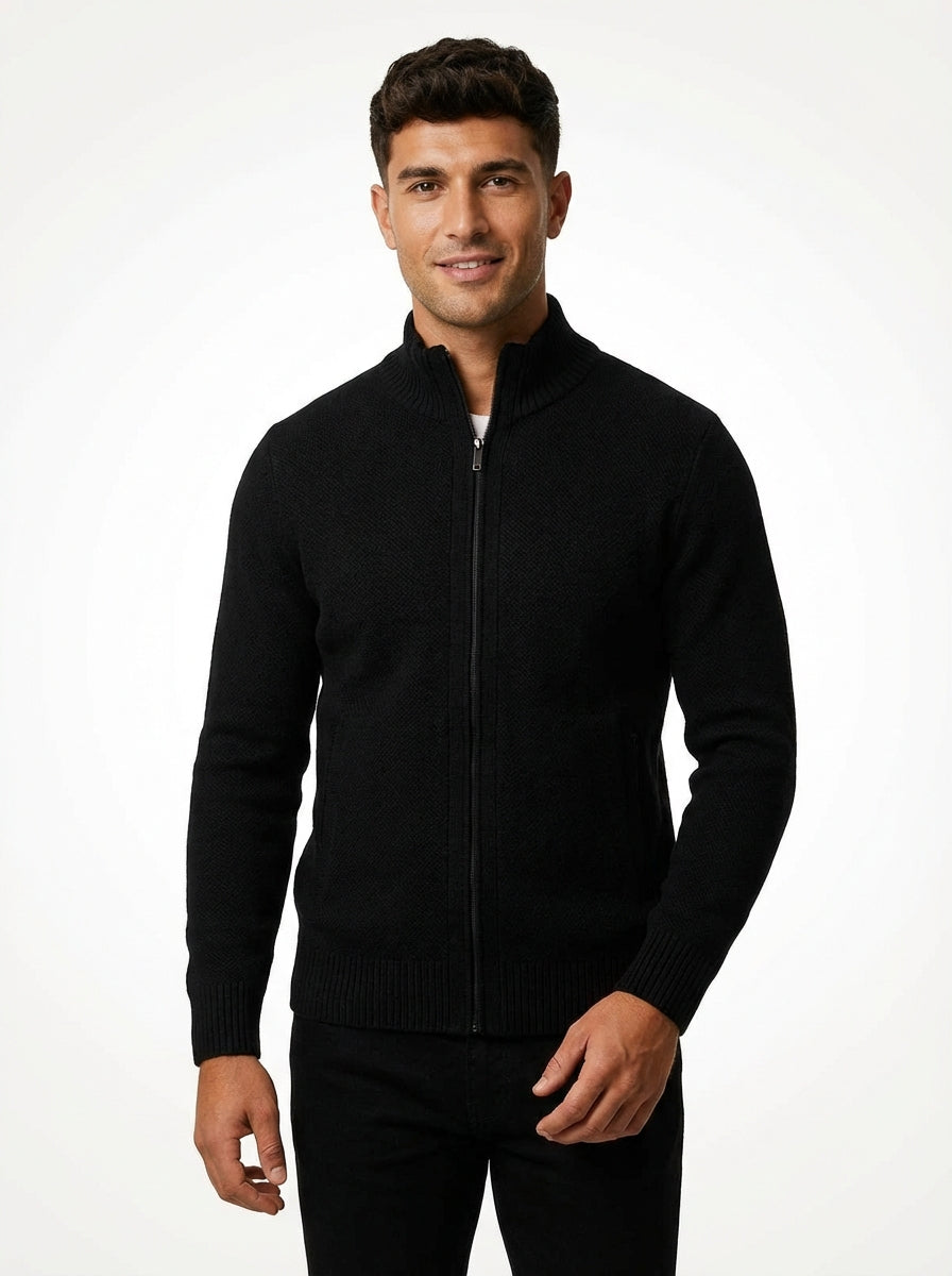 Smart Casual Slim Cardigan-outerwear > cardigan-Laventaire-Black-M-Laventaire