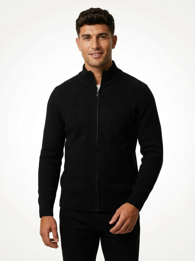 Smart Casual Slim Cardigan-outerwear > cardigan-Laventaire-Black-M-Laventaire