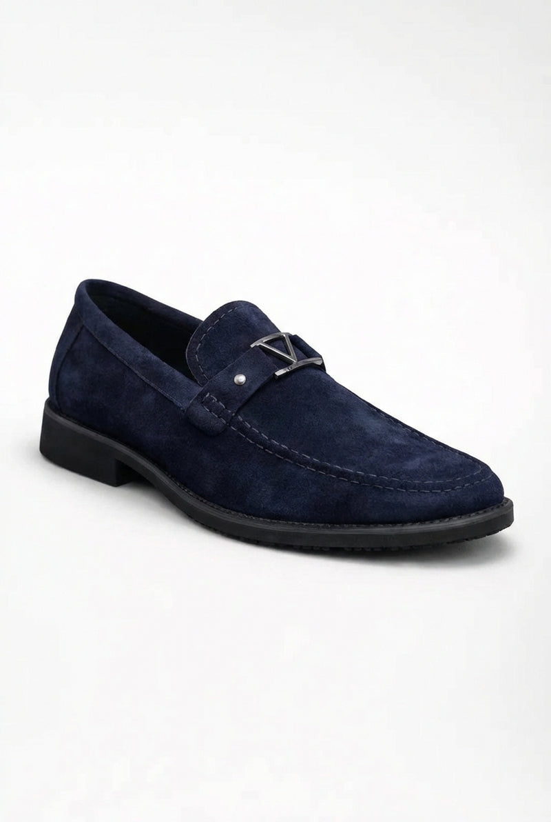 Smart Casual Slip-On Loafers-footwear > loafers-Laventaire-Navy Blue-38-Laventaire