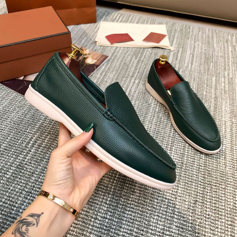 Smart Casual Slip On Loafers-footwear > loafers > slip-on loafers-Laventaire-Dark Green-38-Laventaire