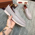 Smart Casual Slip On Loafers-footwear > loafers > slip-on loafers-Laventaire-Light Gray-38-Laventaire