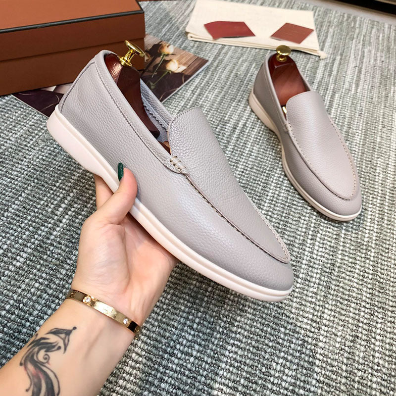 Smart Casual Slip On Loafers-footwear > loafers > slip-on loafers-Laventaire-Light Gray-38-Laventaire