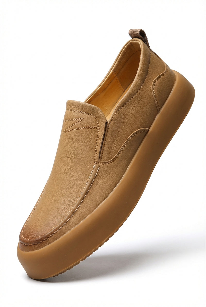 Smart Classic Slip-On Loafers-footwear > loafers-Laventaire-Camel-38-Laventaire