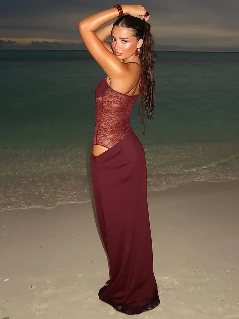 Spaghetti Strap Maxi Dress-dresses > maxi dress-Laventaire-Laventaire