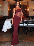 Spaghetti Strap Maxi Dress-dresses > maxi dress-Laventaire-Burgundy-S-Laventaire