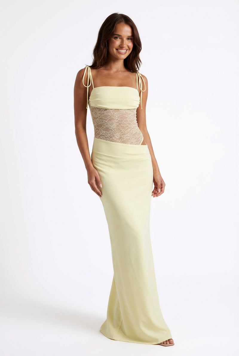Spaghetti Strap Maxi Dress-dresses > maxi dress-Laventaire-Cream-S-Laventaire