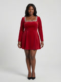 Square Neck Evening Mini Dress-dresses > evening dress-Laventaire-Laventaire