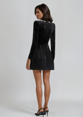 Square Neck Evening Mini Dress-dresses > evening dress-Laventaire-Laventaire