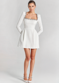 Square Neck Evening Mini Dress-dresses > evening dress-Laventaire-Laventaire