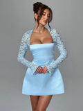 Square Neck Mini Dress-dresses > mini dress-Laventaire-Laventaire