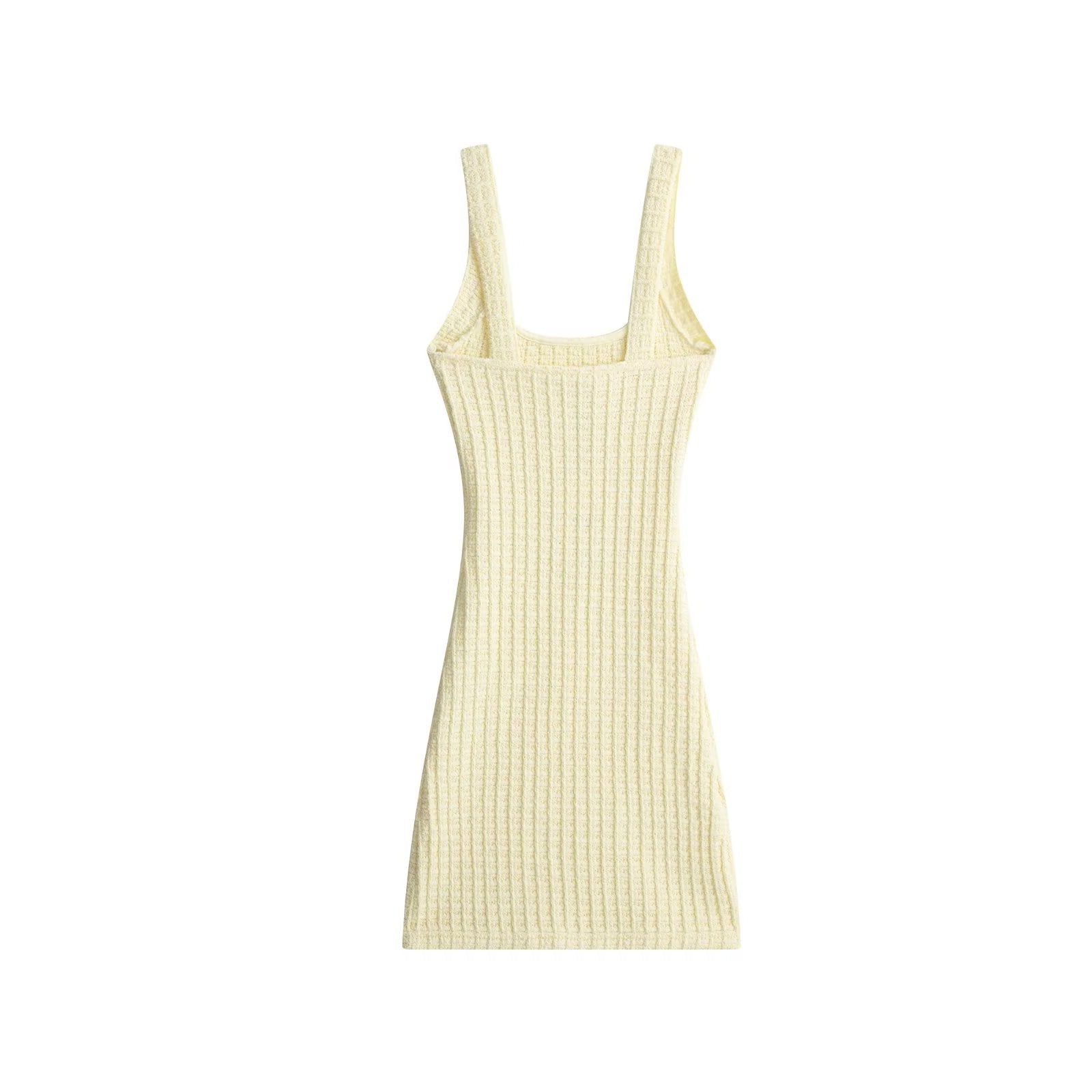 Square Neckline Cream Mini Dress-dresses > mini dress-Laventaire-Laventaire