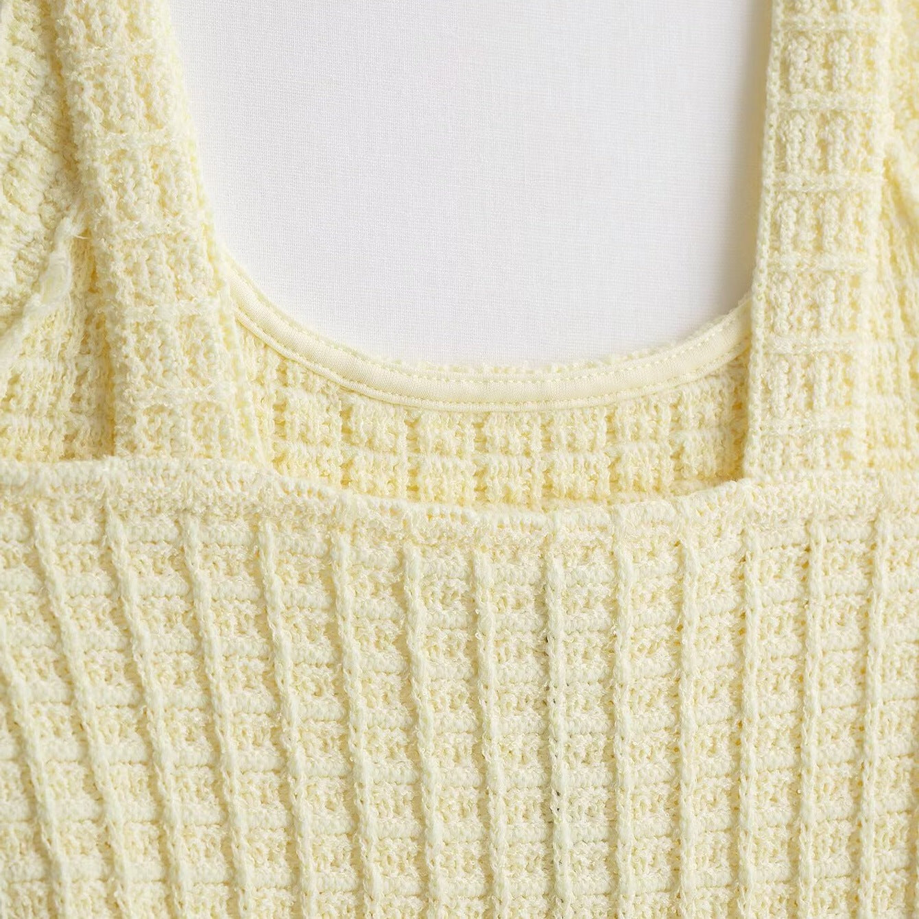 Square Neckline Cream Mini Dress-dresses > mini dress-Laventaire-Laventaire
