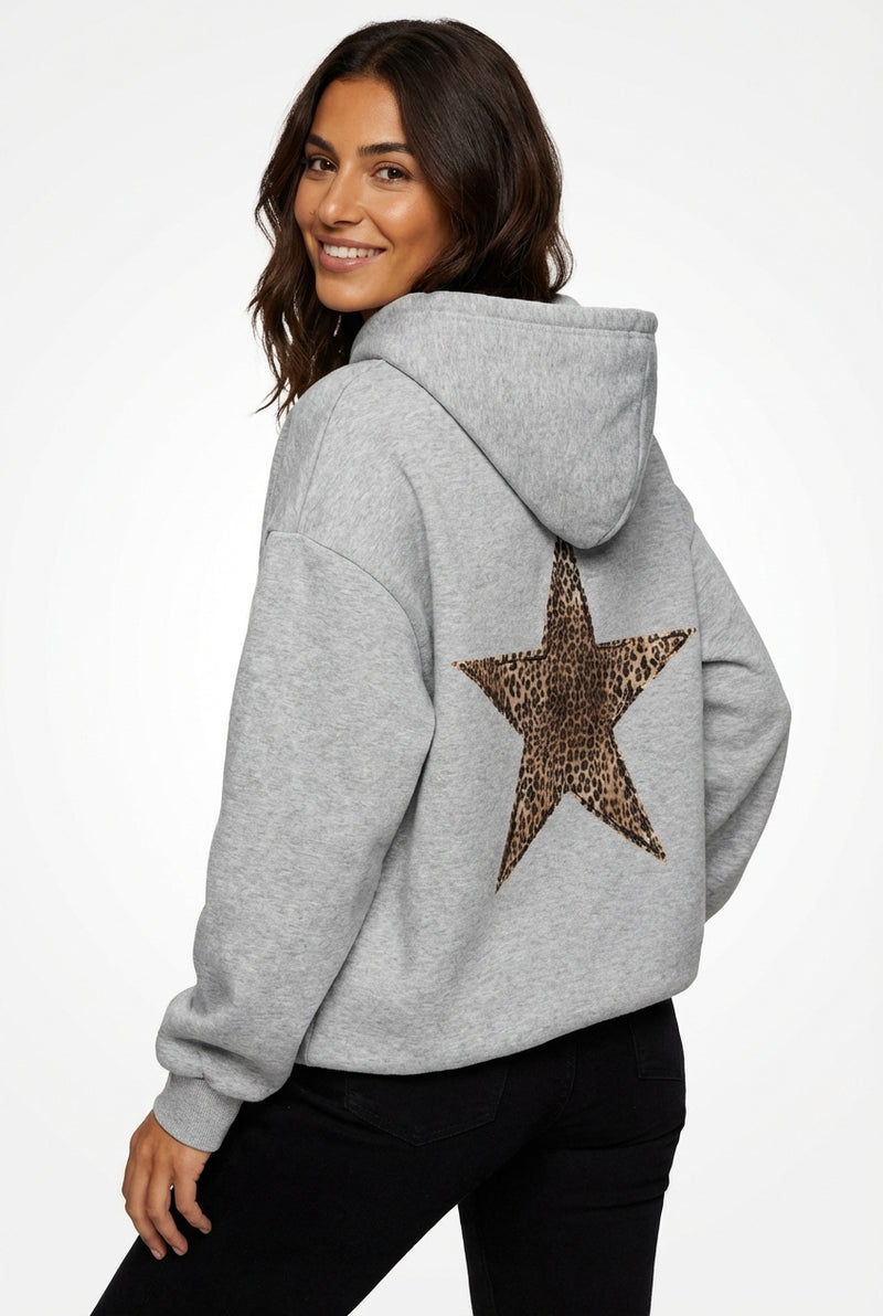 Star Patch Oversized Hoodie-hoodies > oversized hoodie-Laventaire-Light Gray-S-Laventaire