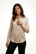 Straight Fit Blouse Top-tops > blouses-Laventaire-Champagne-S-Laventaire