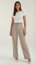 Straight Leg Office Trousers-trousers > office trousers > straight leg office trousers-Laventaire-Beige-XS-Laventaire