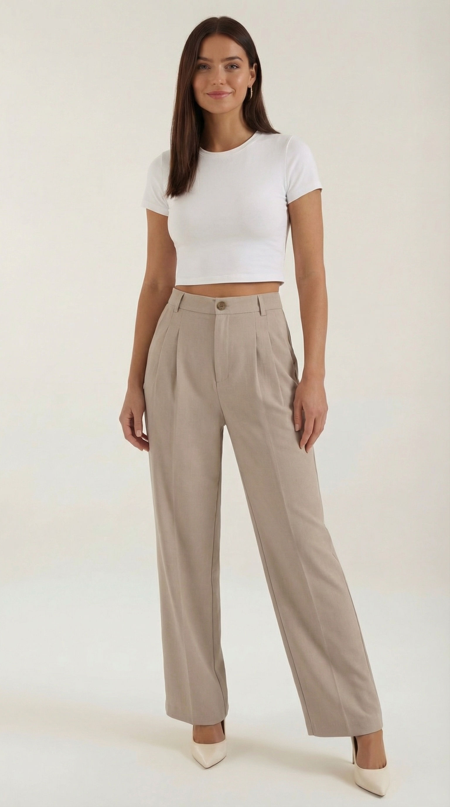 Straight Leg Office Trousers-trousers > office trousers > straight leg office trousers-Laventaire-Beige-XS-Laventaire