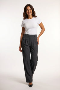 Straight Leg Office Trousers-trousers > office trousers > straight leg office trousers-Laventaire-Dark Gray-XS-Laventaire