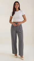 Straight Leg Office Trousers-trousers > office trousers > straight leg office trousers-Laventaire-Gray-XS-Laventaire