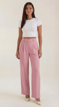 Straight Leg Office Trousers-trousers > office trousers > straight leg office trousers-Laventaire-Pink-XS-Laventaire