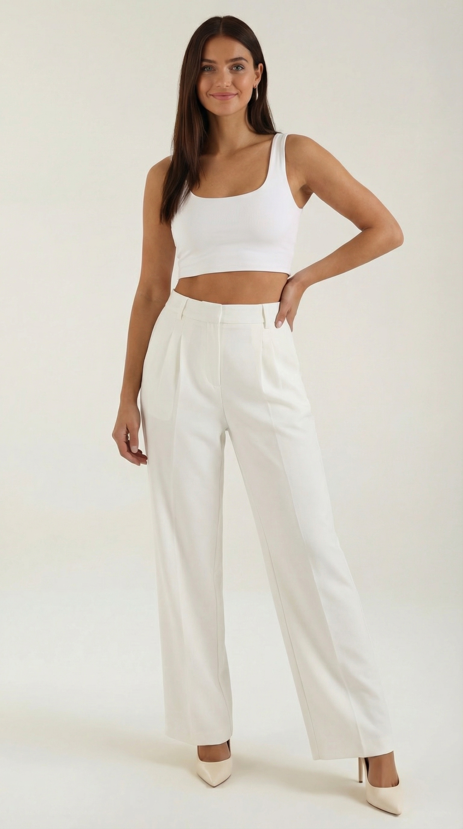 Straight Leg Office Trousers-trousers > office trousers > straight leg office trousers-Laventaire-White-XS-Laventaire