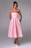 Strapless A-Line Midi Dress-dresses > midi dress-Laventaire-Laventaire