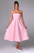 Strapless A-Line Midi Dress-dresses > midi dress-Laventaire-Laventaire