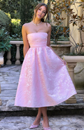 Strapless A-Line Midi Dress-dresses > midi dress-Laventaire-Laventaire