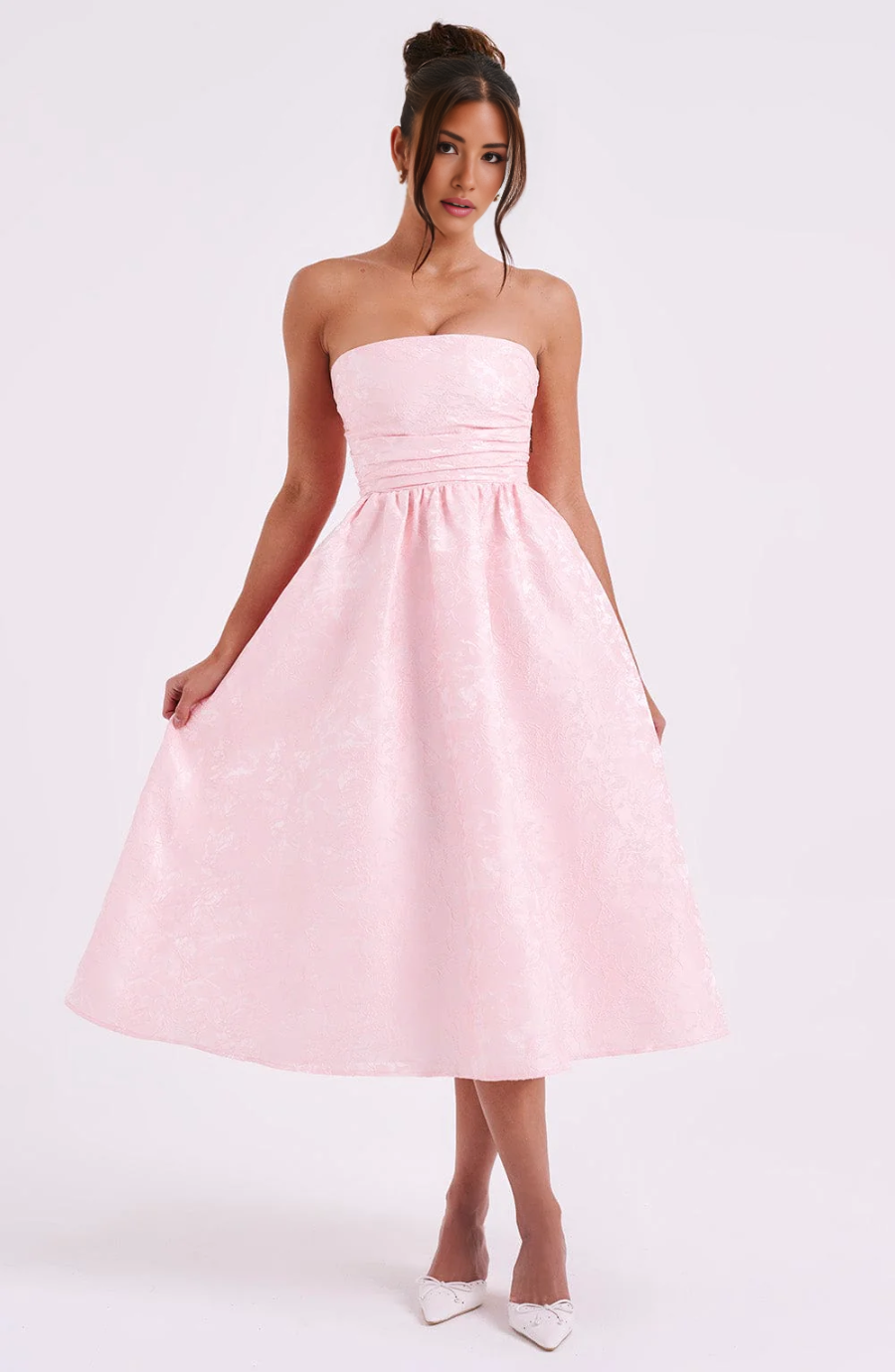 Strapless A-Line Midi Dress-dresses > midi dress-Laventaire-Laventaire