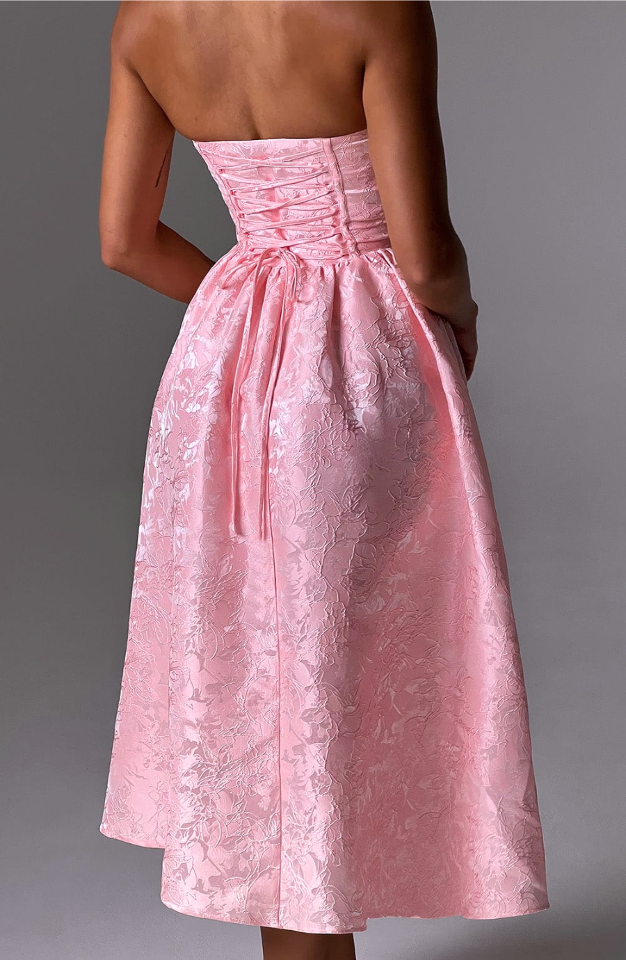 Strapless A-Line Midi Dress-dresses > midi dress-Laventaire-Laventaire