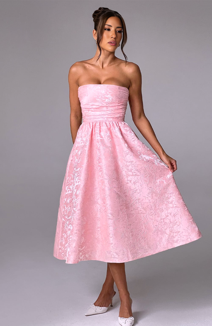 Strapless A-Line Midi Dress-dresses > midi dress-Laventaire-Laventaire