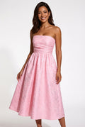 Strapless A-Line Midi Dress-dresses > midi dress-Laventaire-Pink-XS-Laventaire