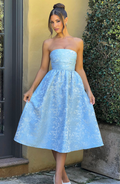 Strapless A-Line Midi Dress-dresses > midi dress-Laventaire-Sky Blue-XS-Laventaire