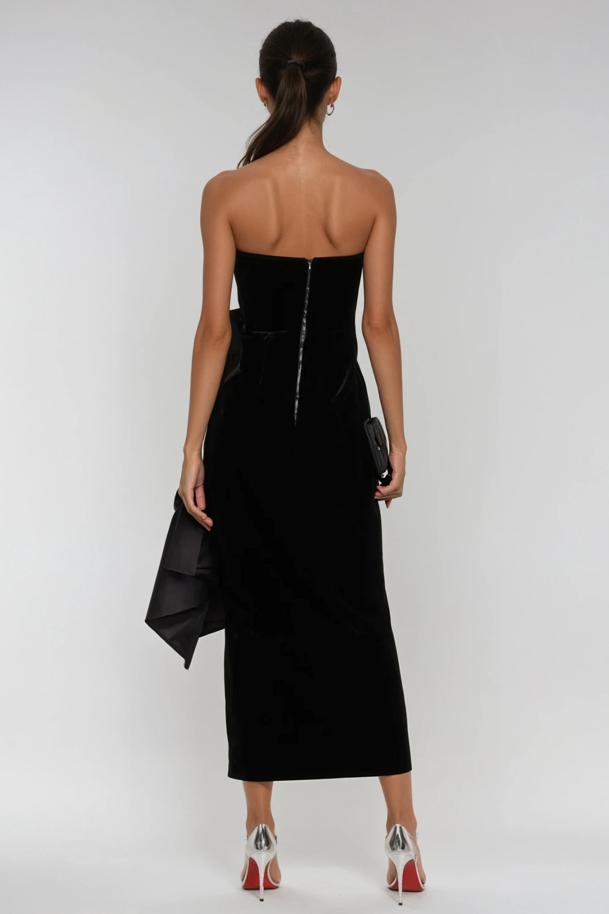 Strapless Black Midi Dress-dresses > maxi dress-Laventaire-Laventaire