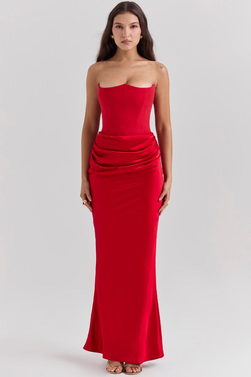 Strapless Bodycon Maxi Dress-dresses > maxi dress-Laventaire-Laventaire