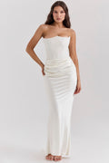 Strapless Bodycon Maxi Dress-dresses > maxi dress-Laventaire-White-XS-Laventaire