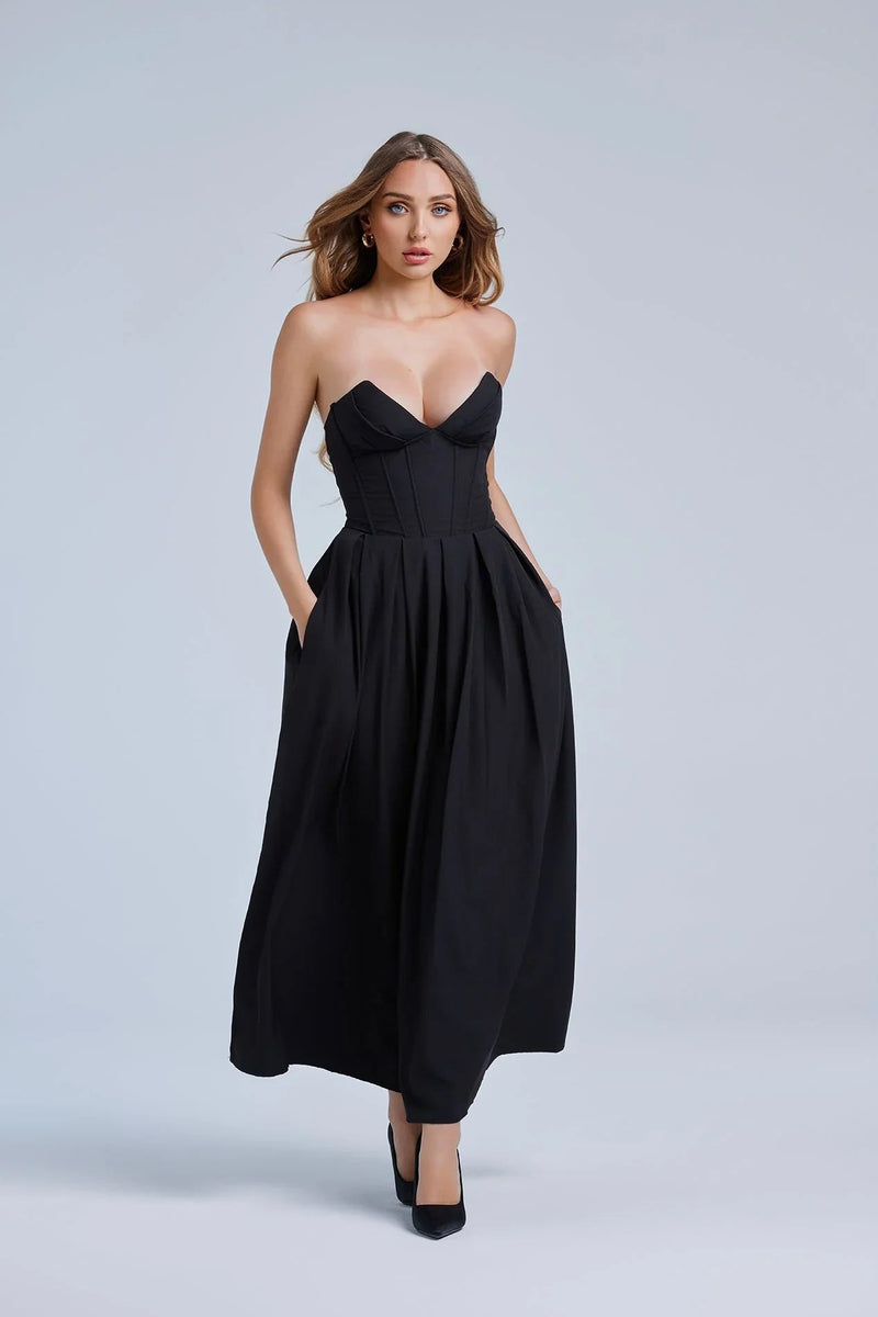 Strapless Evening Gown Dress-dresses > evening dress-Laventaire-Laventaire