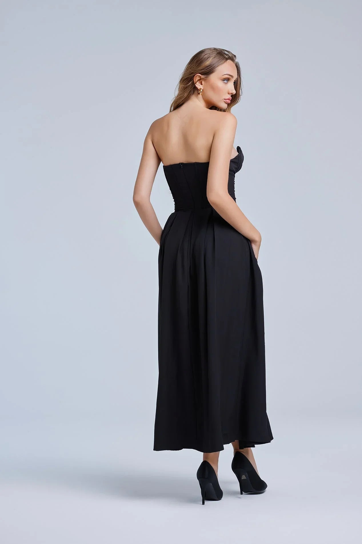 Strapless Evening Gown Dress-dresses > evening dress-Laventaire-Laventaire