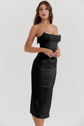 Strapless Evening Midi Dress-dresses > evening dress-Laventaire-Laventaire
